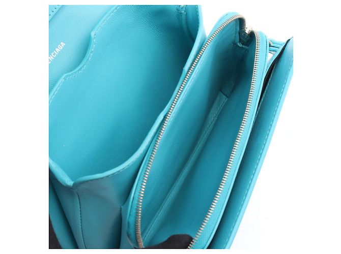 Borsa a tracolla in pelle Balenciaga B Dot Blu - vista 6