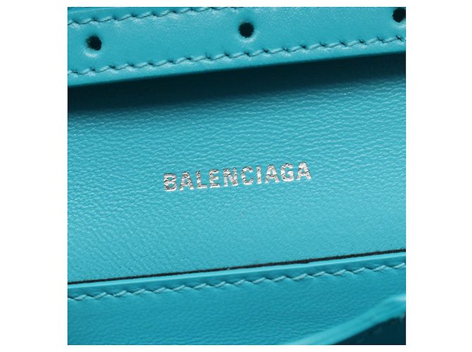 Borsa a tracolla in pelle Balenciaga B Dot Blu - vista 7