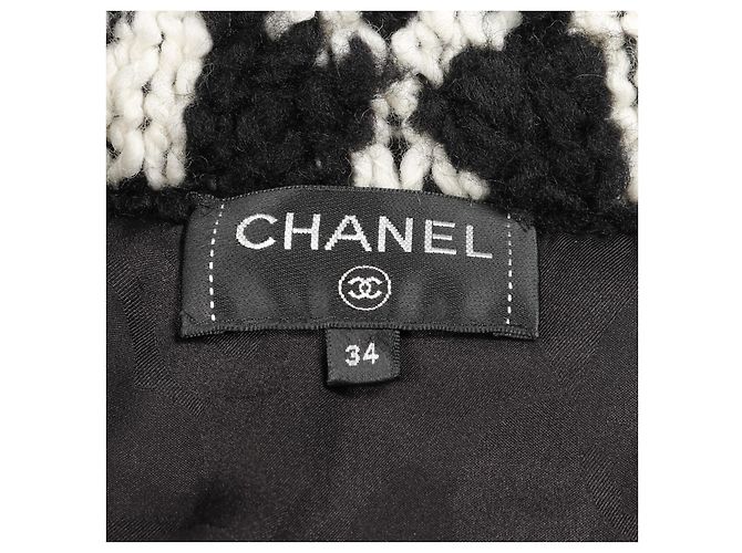 Timeless Chanel Blusón de lana y cachemira con logo Coco Negro Blanco - vista 3