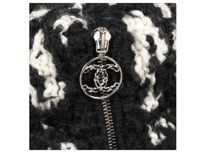 Timeless Chanel Blusón de lana y cachemira con logo Coco Negro Blanco - vista 8