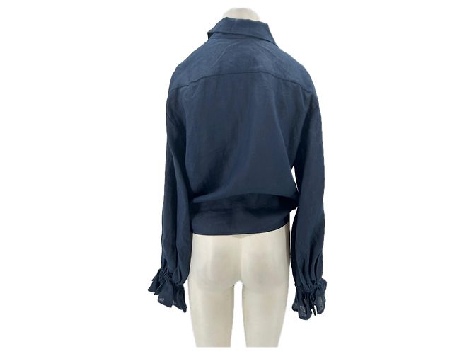Autre Marque Camicetta in lino blu navy - vista 2