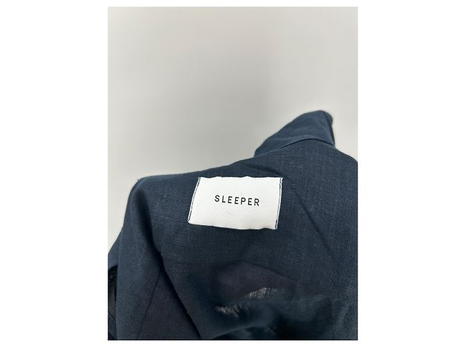Autre Marque Camicetta in lino blu navy - vista 3