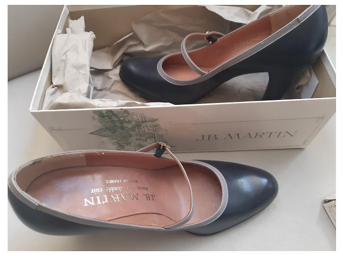 Décolleté JB Martin in pelle nera e grigia con cinturino Nero Grigio - vista 6