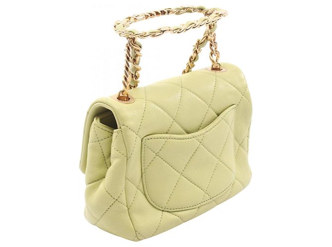 Chanel Mini Matelassé Lammfell Handtasche Grün - Ansicht 2