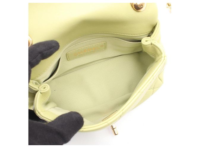 Chanel Mini Matelassé Lammfell Handtasche Grün - Ansicht 3