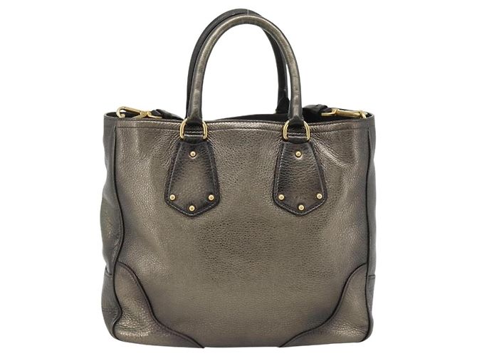 Prada Braided Handle Open Tote Vitello Daino Medium Golden - view 2