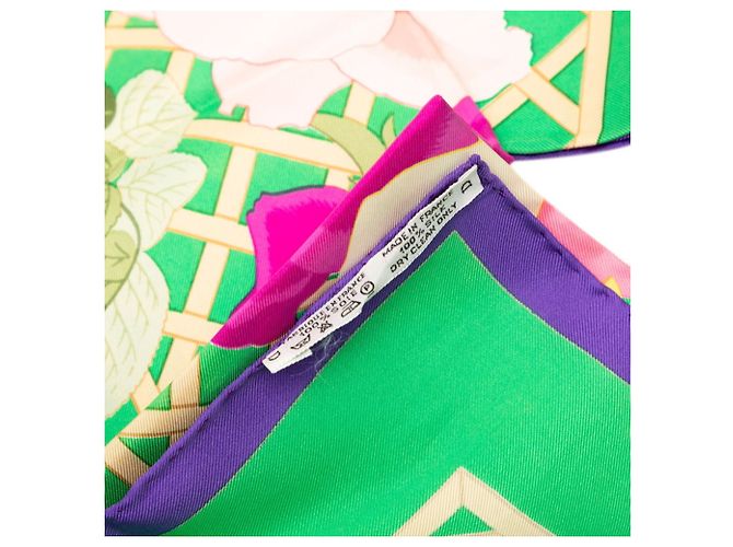 Hermès Hermes Carre 90 ROSERAIE Rose Garden Sciarpa Multicolore Verde - vista 10