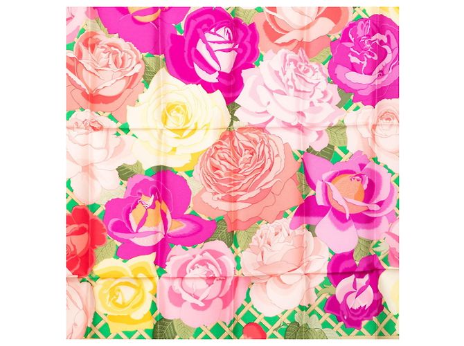 Hermès Hermes Carre 90 ROSERAIE Rose Garden Sciarpa Multicolore Verde - vista 3