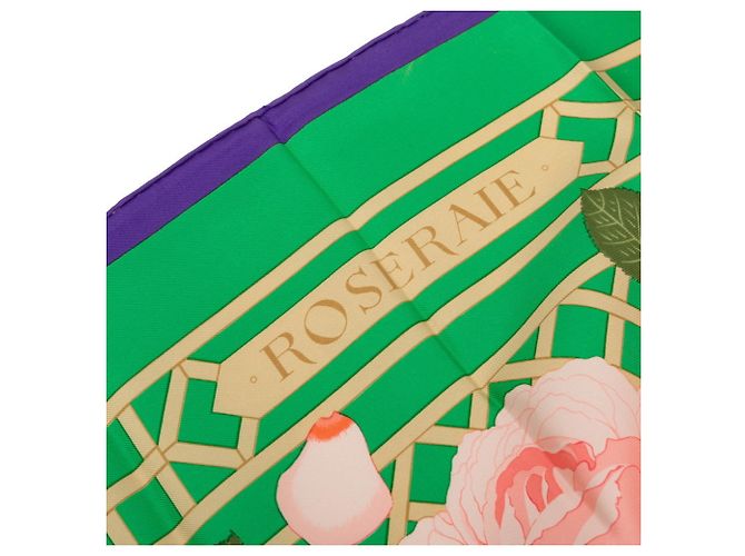Hermès Hermes Carre 90 ROSERAIE Rose Garden Sciarpa Multicolore Verde - vista 8