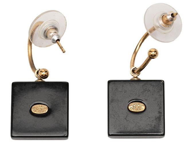 Chanel Coco Mark Ohrringe Schwarz Golden - Ansicht 2