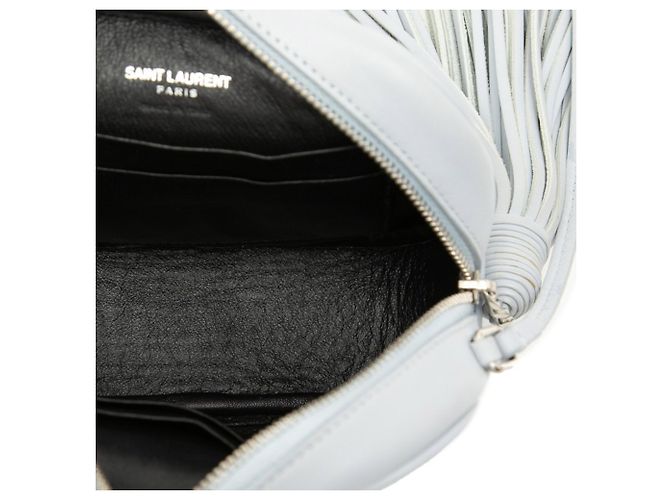 Mini borsa a tracolla Blogger con logo Saint Laurent YSL e nappa Blu - vista 4