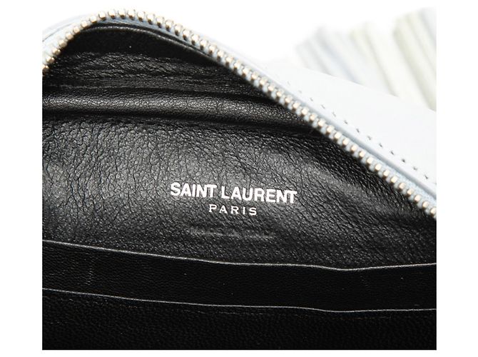 Mini borsa a tracolla Blogger con logo Saint Laurent YSL e nappa Blu - vista 5