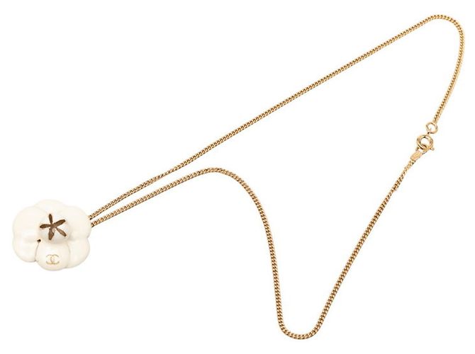 Collar Chanel Camellia Coco Mark Blanco Dorado - vista 3