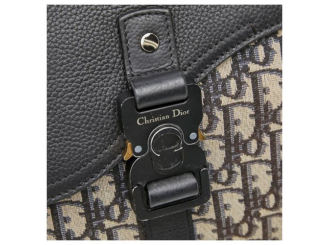 Christian Dior Dior Oblique Saddle Bag Nero Beige - vista 4