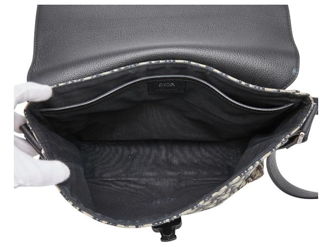 Christian Dior Dior Oblique Saddle Bag Nero Beige - vista 9