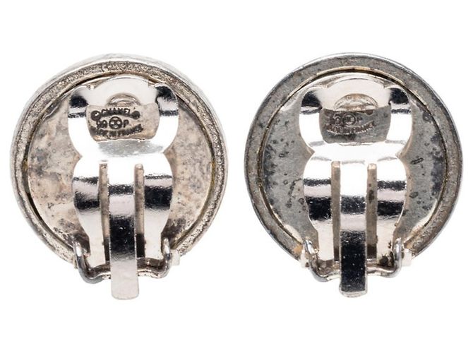 Orecchini Chanel Vintage Round Clip Argento - vista 2