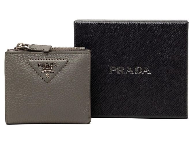 Prada Triangle Logo Bi-fold Wallet in Grau Braun - Ansicht 8