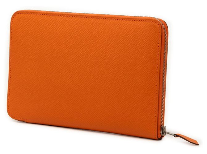 Hermès Hermes Azap Integral Long Wallet mit Rund-Reißverschluss Orange - Ansicht 2