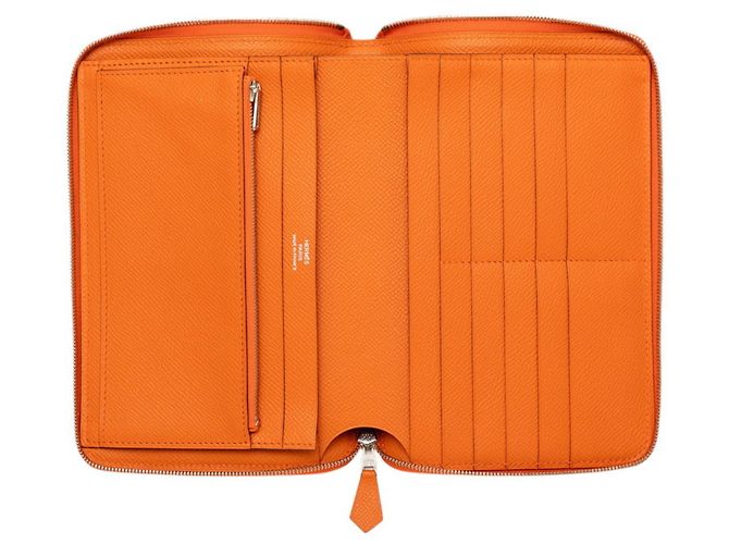 Hermès Hermes Azap Integral Long Wallet mit Rund-Reißverschluss Orange - Ansicht 4