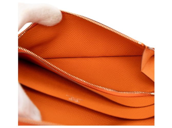 Hermès Hermes Azap Integral Long Wallet mit Rund-Reißverschluss Orange - Ansicht 5