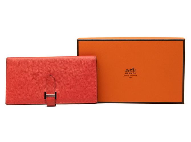 Hermès Bearn Soufflé Long Wallet Pink Rot - Ansicht 10