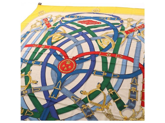 Hermès Hermes Carre Geant 140 CAVALCADOUR Sciarpa Foulard Multicolore Beige Giallo - vista 2