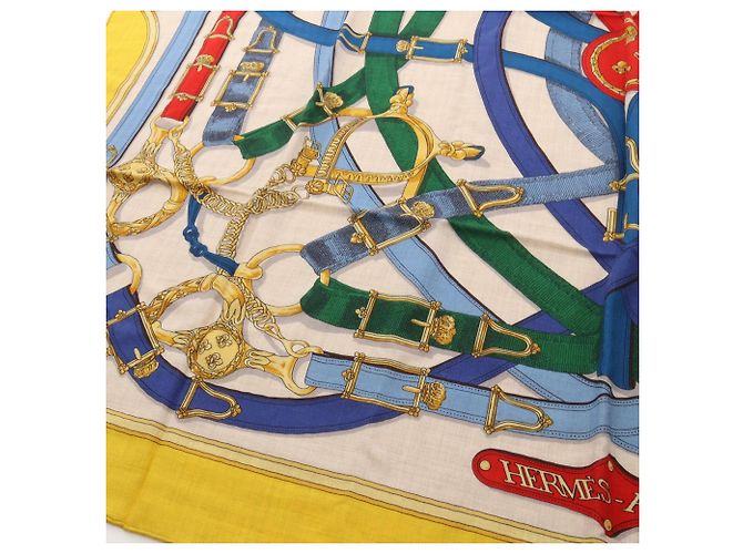 Hermès Hermes Carre Geant 140 CAVALCADOUR Sciarpa Foulard Multicolore Beige Giallo - vista 5