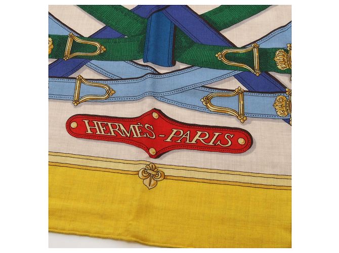 Hermès Hermes Carre Geant 140 CAVALCADOUR Sciarpa Foulard Multicolore Beige Giallo - vista 7