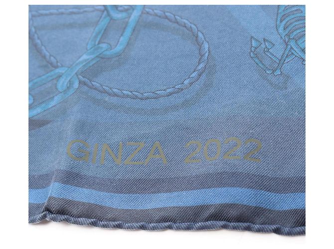 Hermès Sciarpa in seta Carré 90 C'est La Fete Hermes Blu navy - vista 4