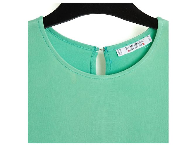 Yves Saint Laurent Rive Gauche Mint Green Silk Crepe Blouse - view 2