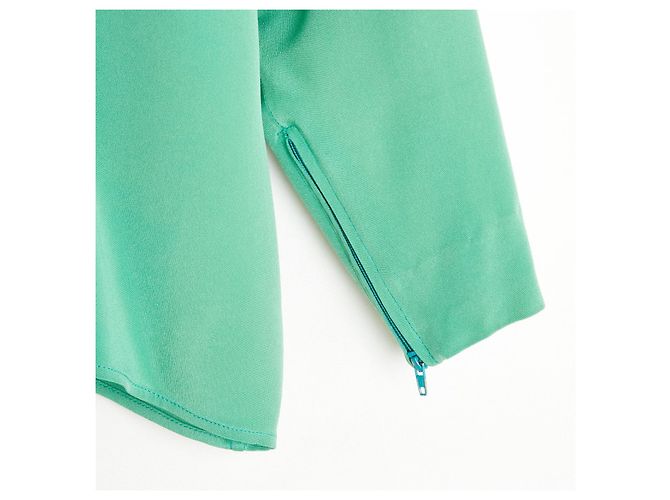 Yves Saint Laurent Rive Gauche Mint Green Silk Crepe Blouse - view 3