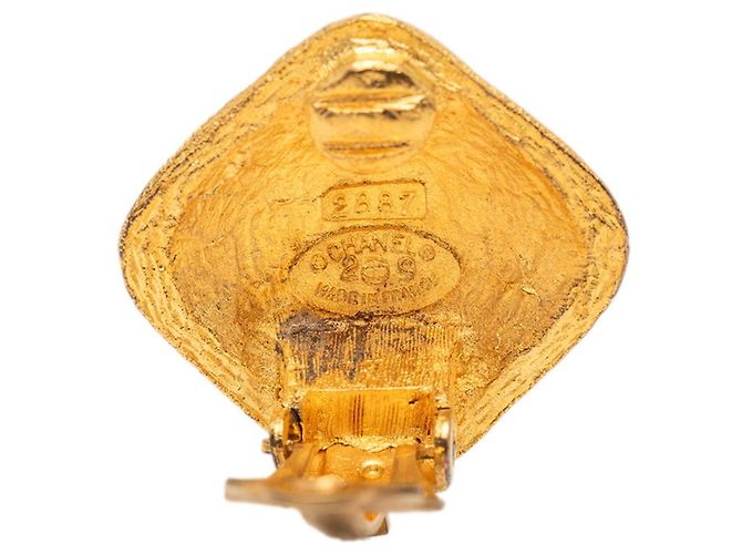 Orecchini quadrati vintage Chanel Coco Mark D'oro - vista 3