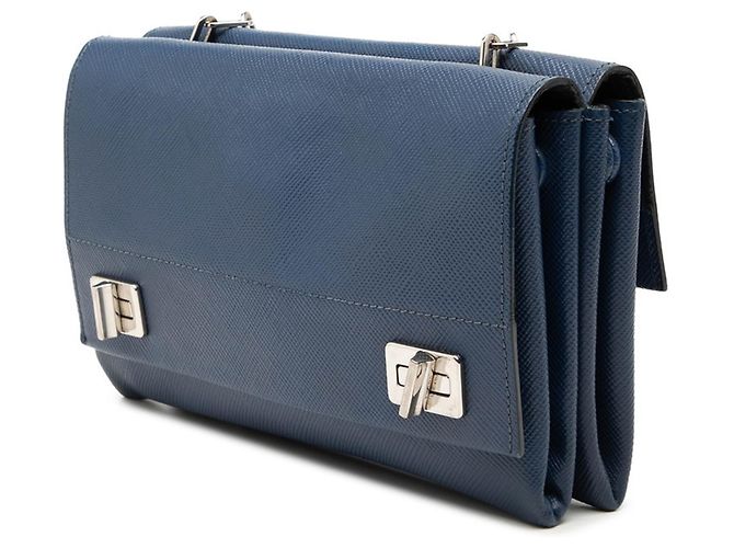 Saffiano Prada Flap Chain Schultertasche Marineblau - Ansicht 2