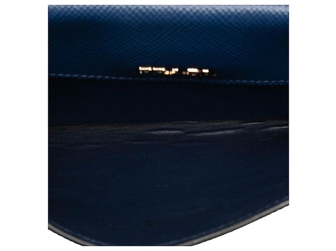 Saffiano Prada Flap Chain Schultertasche Marineblau - Ansicht 4