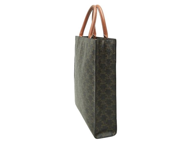 Céline Celine Triomphe Vertikaler Cabas Tote Bag Braun Schwarz - Ansicht 2