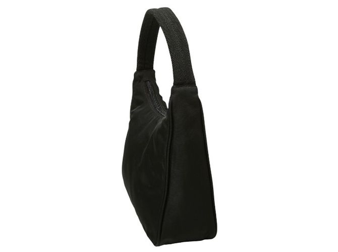 Borsa a mano Prada in nylon nero con placca logo triangolare - vista 2