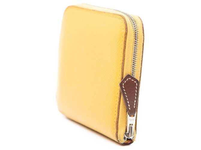 Hermès Monedero Azap de seda Hermes en cuero Epsom amarillo - vista 2