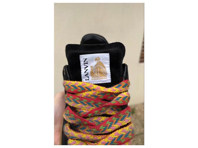 Lanvin Sneakers Basse in Scamosciato Nero Multicolore - vista 3