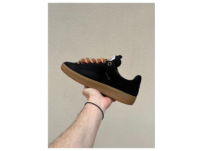 Lanvin Sneakers Basse in Scamosciato Nero Multicolore - vista 4