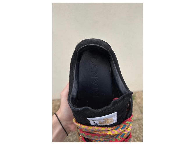 Lanvin Sneakers Basse in Scamosciato Nero Multicolore - vista 6