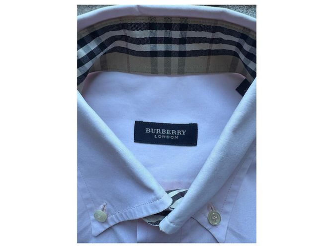 Camicia Burberry in cotone rosa a maniche lunghe - vista 3