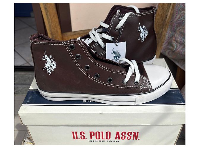 Autre Marque U.S. Polo Assn. Sneakers Alte in Pelle Marrone - vista 2