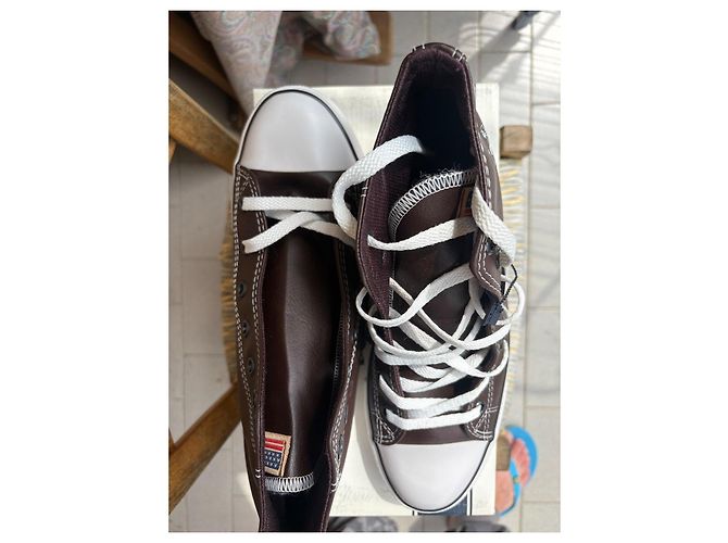 Autre Marque U.S. Polo Assn. Sneakers Alte in Pelle Marrone - vista 3