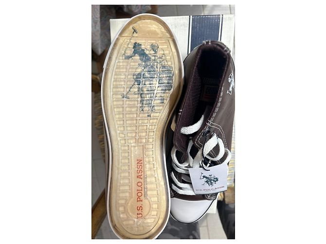 Autre Marque U.S. Polo Assn. Sneakers Alte in Pelle Marrone - vista 4