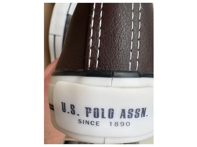 Autre Marque U.S. Polo Assn. Sneakers Alte in Pelle Marrone - vista 8