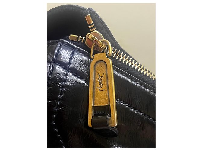 Yves Saint Laurent Downtown Borsa Tote Pelle Vernice Nera Nero - vista 10