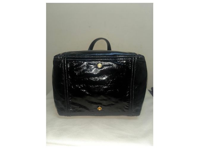 Yves Saint Laurent Downtown Borsa Tote Pelle Vernice Nera Nero - vista 7