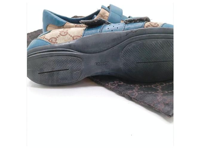 Sneakers Gucci GG Supreme in tela e pelle blu - vista 5