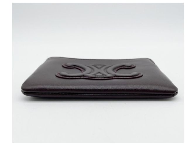 Céline Portafoglio monete Celine Cuile Triomphe in pelle Bordeaux Bordò - vista 3