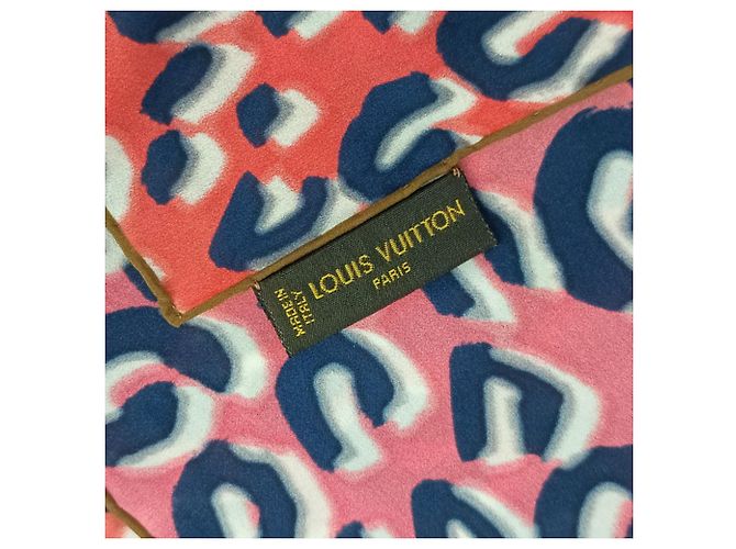 Sciarpa Louis Vuitton Carre Geant Leopard Patique Marrone Rosso - vista 5